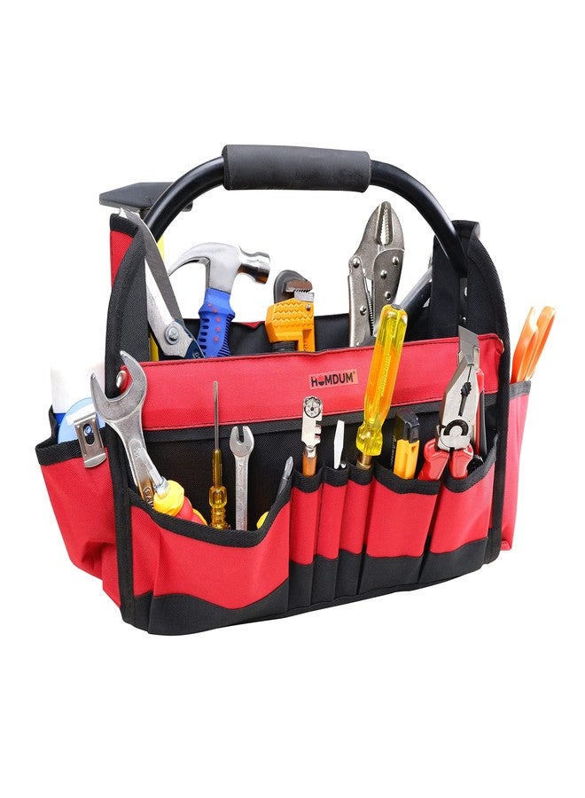 Homdum 16 Inch Open Tote Tool Bag With Powder Coated Metal Handle Easy Access Workshop Tool Organizer with 14 pockets on the outside and 14 loops inside Industrial Grade Assembler - Image 2